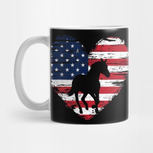 Horse American Flag Heart 4th of July USA Patriotic Pride Mug